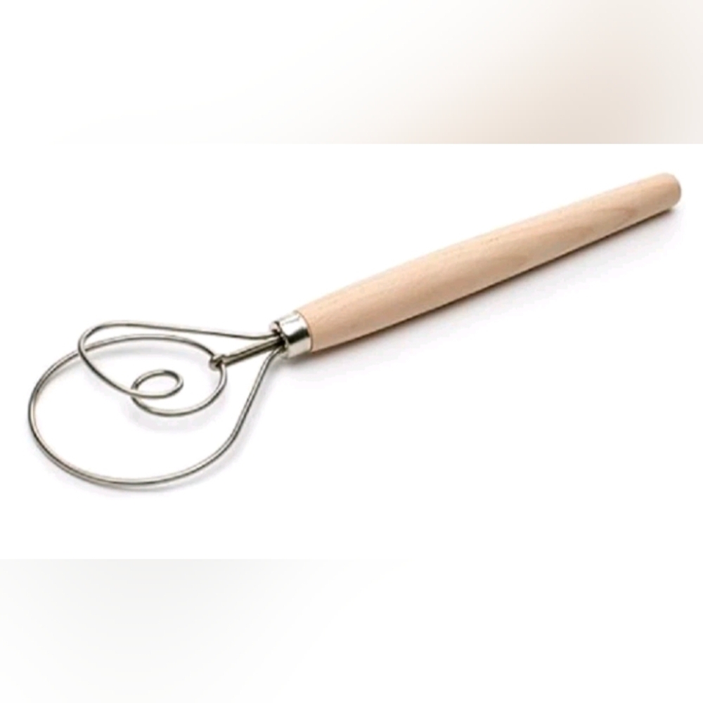 Fox Run Stainless Steel Danish Dough Whisk with Wooden Handle